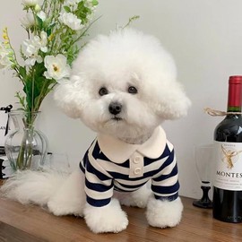 AgoumLux Hundepolohemd, Gestreiftes T-Shirt für Hunde, Sommer Haustier Kleidung Zwei Beine Geeignet für Kätzchen und Welpen, Blau, XL