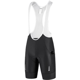 Przewalski Men's Cycling Bike Bib Shorts with Phone Pockets,4D Padded Breathable Biking Bicycle Bib Tights Black