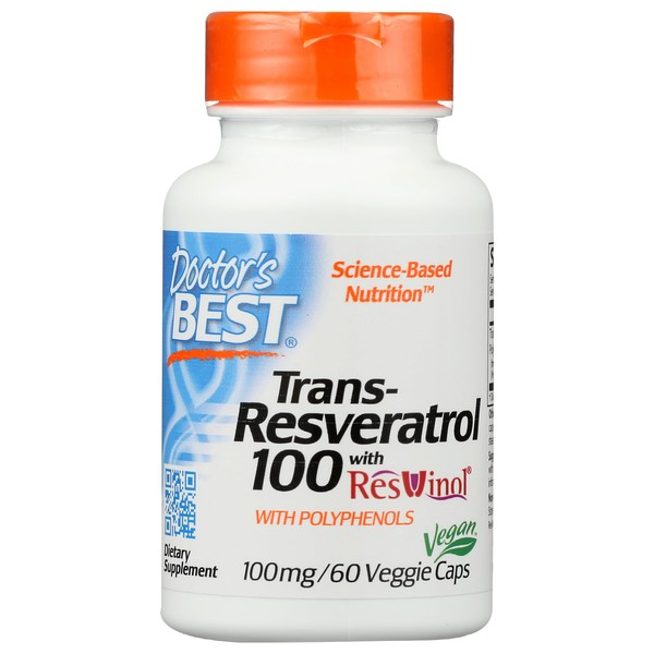 Doctor's Best, Best Trans-Resveratrol 100, 100 mg, 60 Veggie Caps