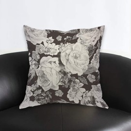 AOYEGO Black White Rose Throw Pillow Cover Floral Bouquet Botanical Plant Nature Leaves Bloom Wild Flowers Petal Daisy Pillow Case 18x18 Inch Decorative Men Women Room Cushion Cover for Home