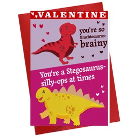 D4DREAM Funny Dinosaur Valentines Day Card for Him Her Husband Wife Romantic Dinosaur Valentines Day Gifts for Boyfriend Girlfriend Happy Dino Valentine's Day Greeting Card with Envelope for Kids Boys