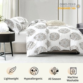 Bedduvit Cotton Duvet Cover King - Damask Floral Duvet Cover King Set,Comfortable King Duvet Cover Set with 2 Pillowshams for All Season with Zipper Closure & 8 Ties (104"x90", No Comforter)