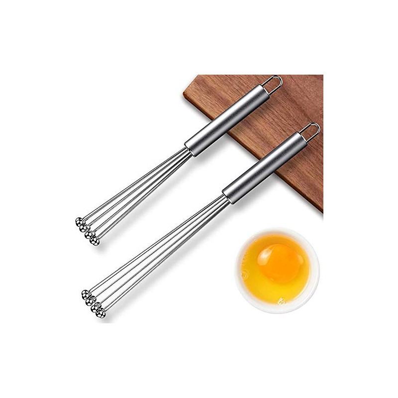 Ntcpefy 2 Pieces Stainless Steel Ball Whisk Wire Egg Whisk