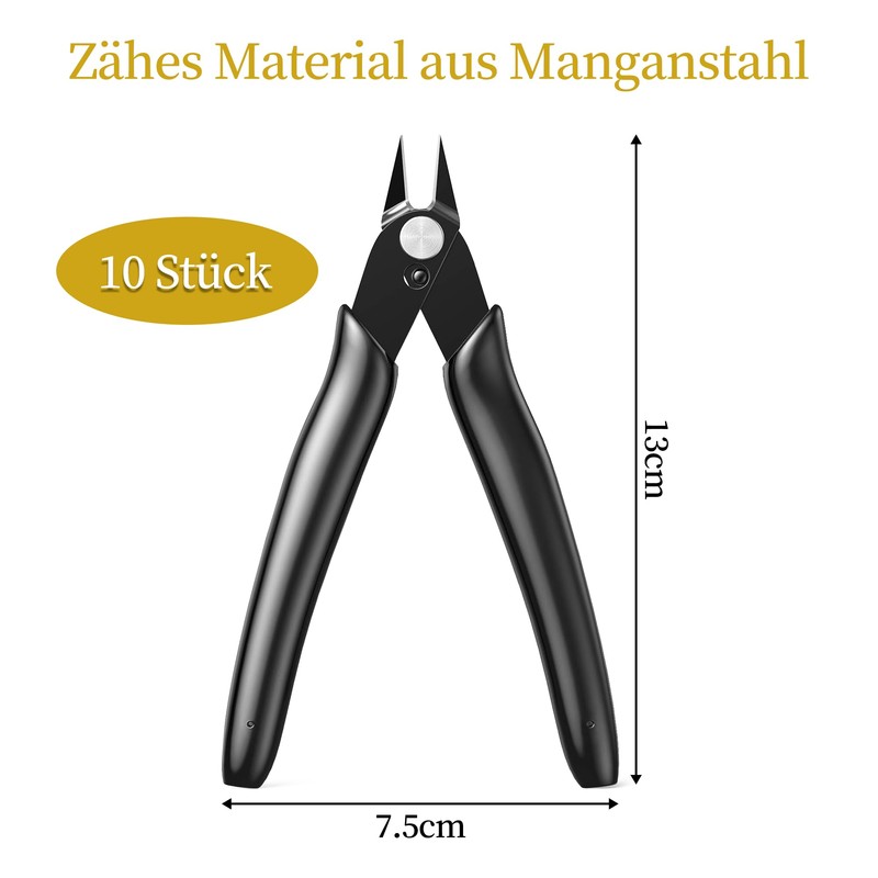 Pack of 10 Electronic Side Cutters Small: 130 mm Mini