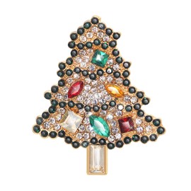 KristLand - Christmas Brooch Pin Alloy with Crystal and Enamel Corsage for Cloth Bag Cute, Metal, Cristales