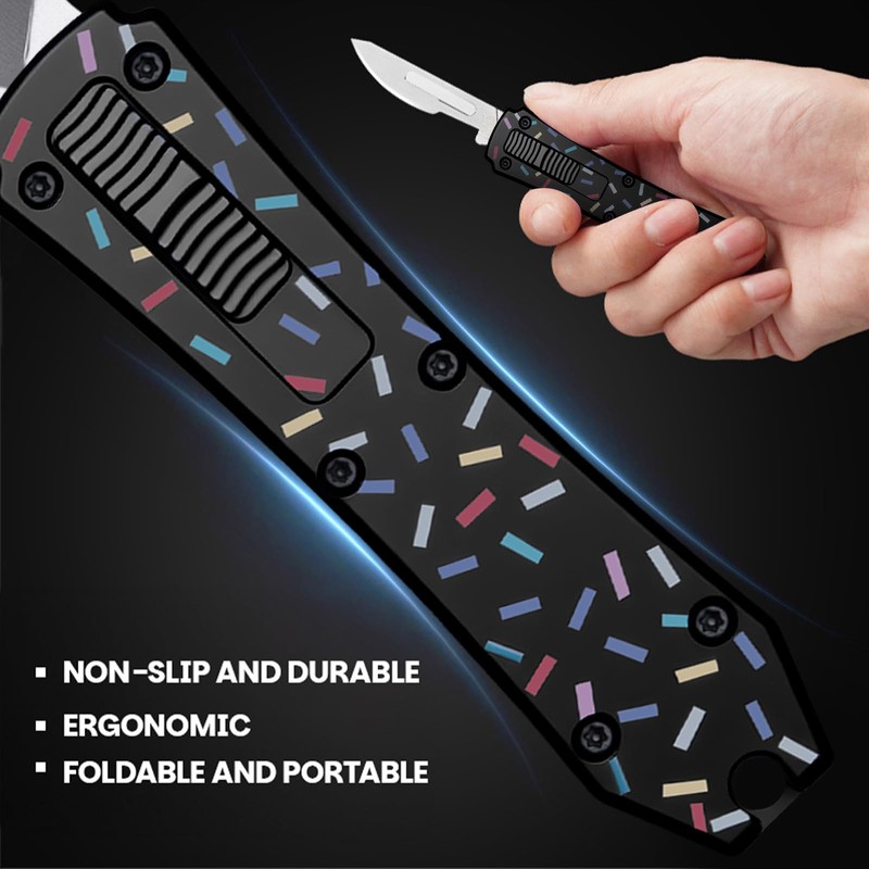 Automatic Utility Knife,All Metal Construction Carbon Stainless Steel Blade,EDC Push