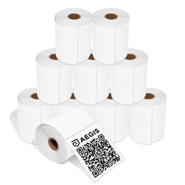 Aegis Adhesives - 4" X 4" Square Direct Thermal Labels Compatible with Rollo, Zebra, and Other Desktop Label Printers (10 Rolls, 350/Roll)