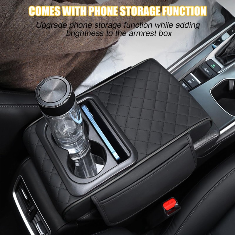 Mandark Car Center Console Armrest Pillow, Leather Memory Foam Auto