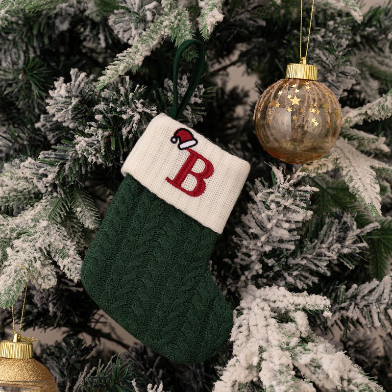 Christmas Stocking – Green A-Z Letter Hanging Christmas Stockings, Christmas