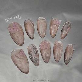 [M;H #] Shimmer Veil Handmade Nail Tip - Required to enter Owen Lake in delivery message / [M;H #] 쉬머 베일 수제네일팁 - 배송메세지에 필수로 오왼 호수 입력