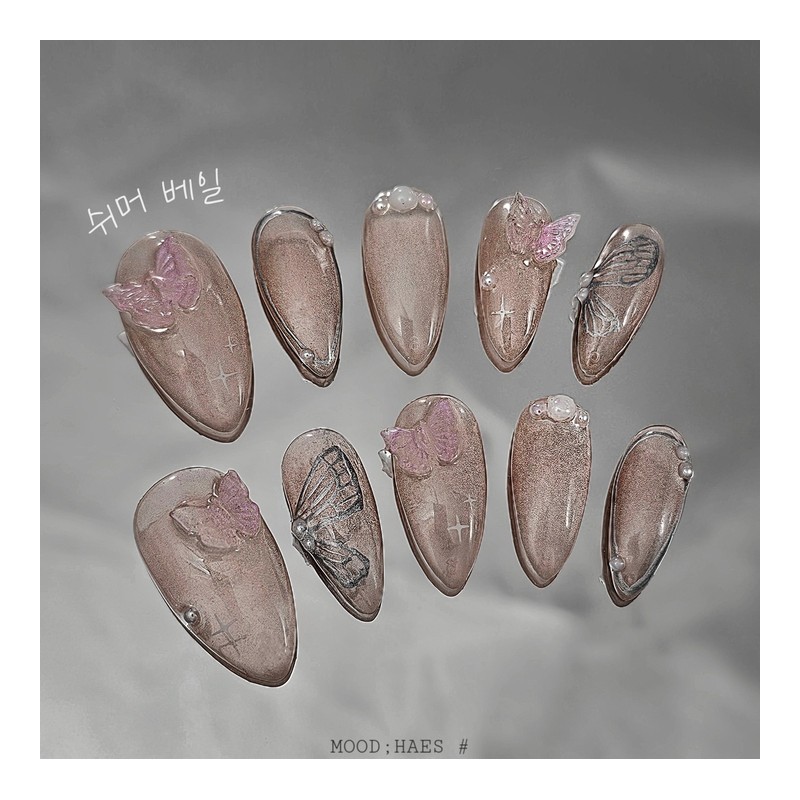 [M;H #] Shimmer Veil Handmade Nail Tip - Required to