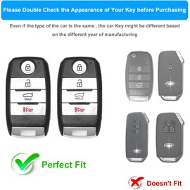 Koaudb for Kia Key Fob Cover 4 Buttons Soft TPU Smart Car Key Shell Case for Kia Optima Soul Sportage Sorento Forte NIRO Rio Key Protector with Bling Leather Keychain(C-Kia-4S)
