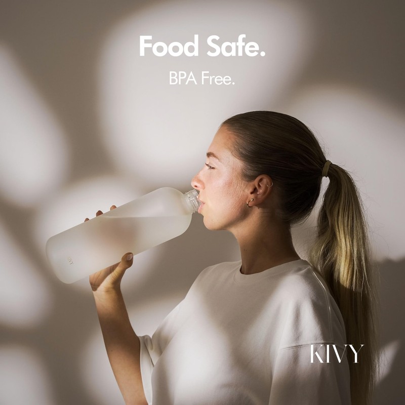 KIVY Large Water Bottle 50oz [Lightweight & Shatterproof] Fits Backpack