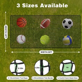 Golf Practice Netting, 12X20ft Golf Net Sports Practice Barrier Net for Baseball, Hockey, Soccer, Garage, Backyard, Indoor Outdoor Sports Netting