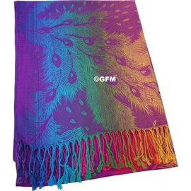 GFM® Women's Peacock Feathers Design Scarf in Purple (AG-JMN)(NPCKPASH-P34)