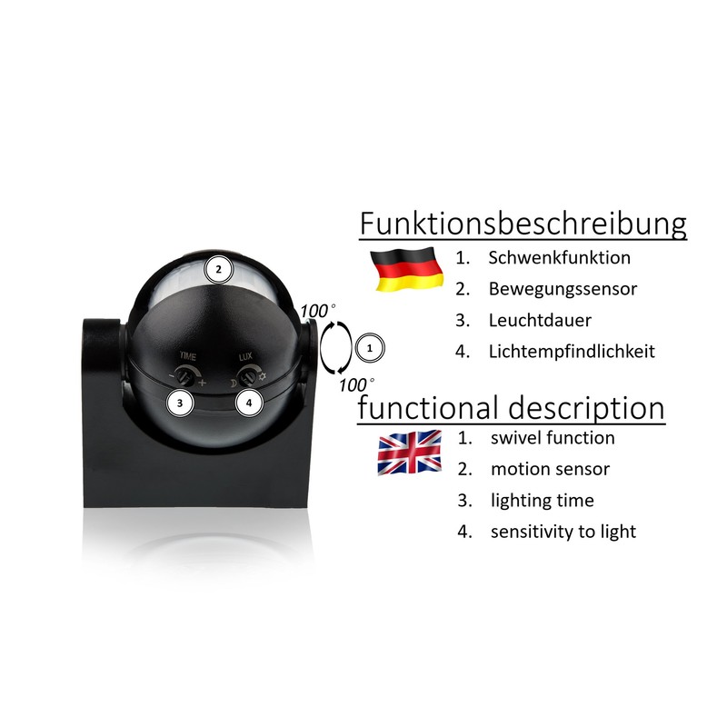 HUBER Motion 2 Infrared Motion Sensor 180° Indoor/Outdoor Motion Sensor