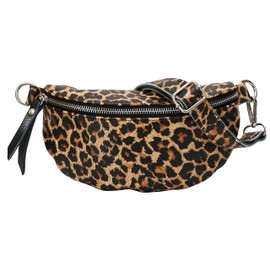 SH Leder ® AVA G292 Genuine Leather Waist Bag for Festival Travel Bum Bag Small Crossbody Bag Women Leather Bag 23 x 12 cm, Leopard print, s