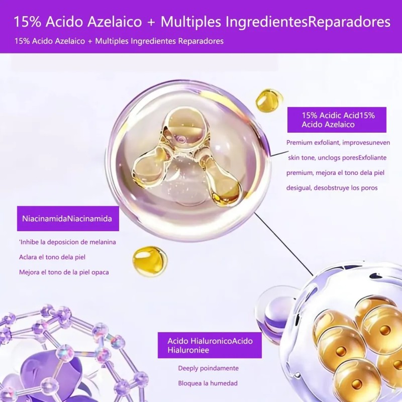 Crema Facial Con Ácido Azelaico Al 15%, Sérum Con Vitamina