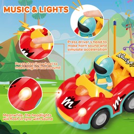 Pup Go Toddler RC Cartoon Race Car with Music and Lights, 2 Removable Interchangeable Dolls, First Remote Control Racing Car for Boys and Girls, 18 Months+, Perfect Birthday or Xmas Gift (Red)