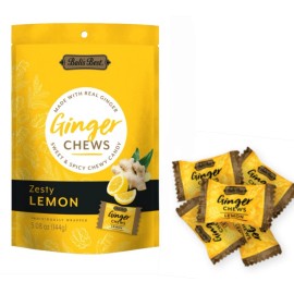 BALI'S BEST GINGER CHEWS ZESTY LEMON  SWEET & SPICY CHEWY CANDY, 5.08 oz