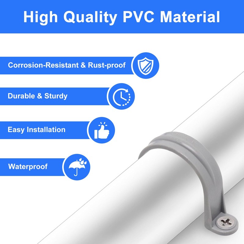 BENLIUDH 1-1/2 Inch PVC Pipe Strap, 2-Holes Conduit Pipe Clamps