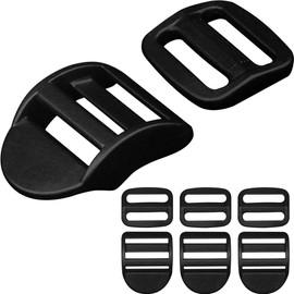 Slider Buckle for 1" Webbing: 4 Set Plastic Ladder Lock Buckles and Tri-glide Slide Fit 1 inch (25 mm) Wide Nylon Web Strap, Adjustable Quick Release Plastic Adjuster Clips Replacement Heavy Duty