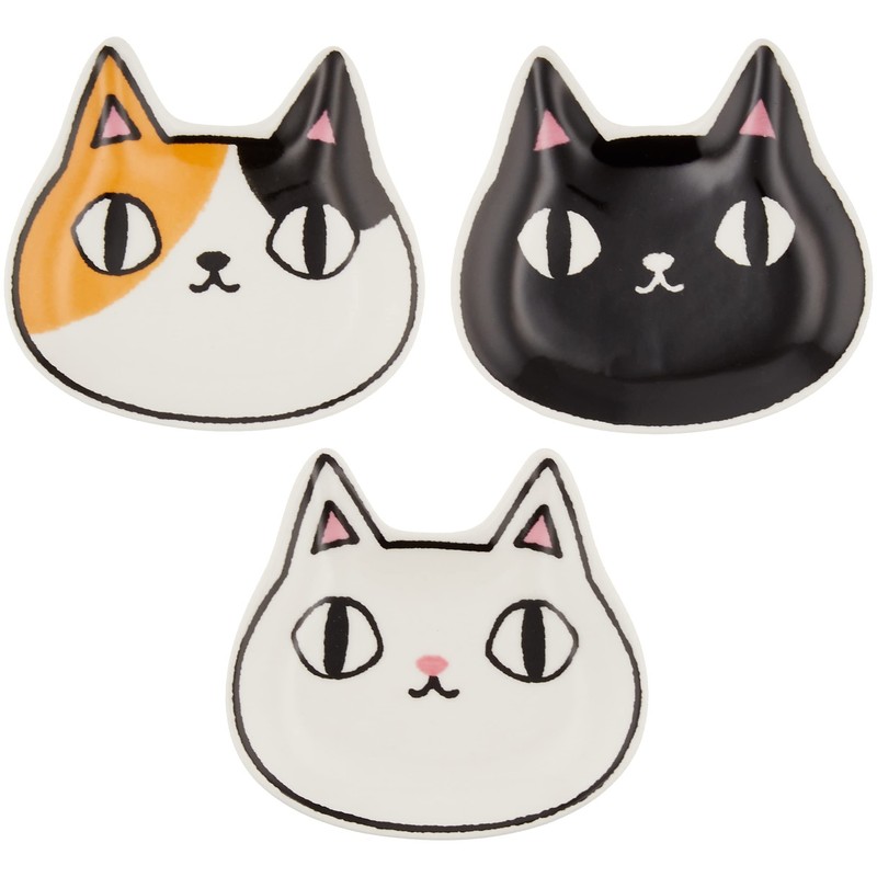 Ceramic Indigo Face Small Plate, Set of 3, Cat 3