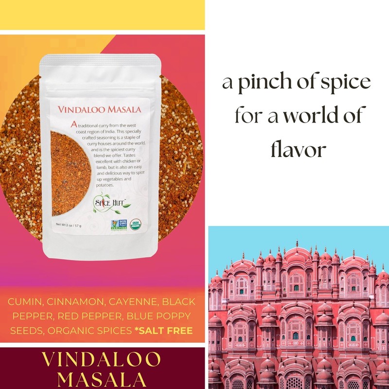 Spice Hut - Organic Vindaloo Masala Powder, Salt-Free, Flavorful Spicy