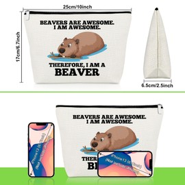 Gevody Beaver Gifts for Women Makeup Bag for Beaver Lovers Inspirational Gifts for Best Friend Cosmetic Bag Christmas Birthday Presents for Animal Lover Daughter Sister Coworker Travel Cosmetic Pouch