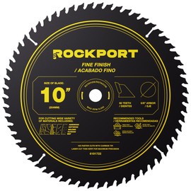 ROCKPORT Table Saw Blades 10 inch 60 Teeth - (1 Pack) 10" Table Saw Blades & 10 inch Miter Saw Blades, 5/8" Arbor, Multipupose Carbide Tip Circular Saw Blade for Fine Finish Cutting of Wood & Laminate