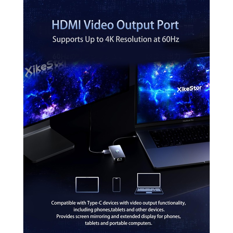 XikeStor 7-in-1 USB-C Hub, 2.5Gbps Ethernet, 2X USB-A 3.2,100W Power