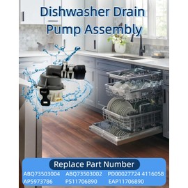 Dishwasher Drain Pump Assembly Compatible with LG Kenmore Replaces ABQ73503002 ABQ73503004 4116058 AP5973786 PS11706890 EAP11706890