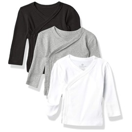HonestBaby 3-Pack Organic Cotton Long Sleeve Side-Snap Kimono Tops, Gray Ombre, Preemie