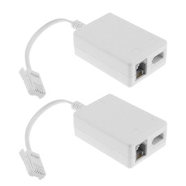 EMSea 2 x BT Male to RJ11 Broadband Internet Micro Filter Splitter BT Male to BT and RJ11 Female Phone Adapter for ADSL ADSL2 ADSL2+ BT/SKY/TalkTalk Broadband