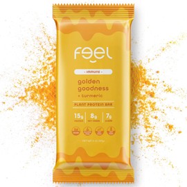 Feel Vegan Protein Bars | Golden Goodness | Keto | Gluten Free | Organic | Turmeric | 15g Protein | Low Carb | Dairy Free | Grain Free | Nut Free | Soy Free | Non GMO - 10 Pack