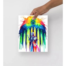 watercolor painting print, anime,new,8 1/2"x11"(Night