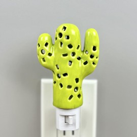 Lilys Lights Handmade LED Ceramic Night Light (Green Cactus)
