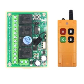 12V 4 Channels 433Mhz Wireless Remote Control Switch with Industrial watterproof Transmitter 10A Relay Module Receiver EV1527 Relay Output with NO COM NC for Drop-Proof, for Light,Access Control