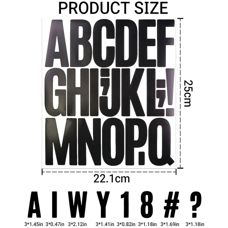 3 Inch Sticky Letter Number Stickers, 6 Sheets Stick On