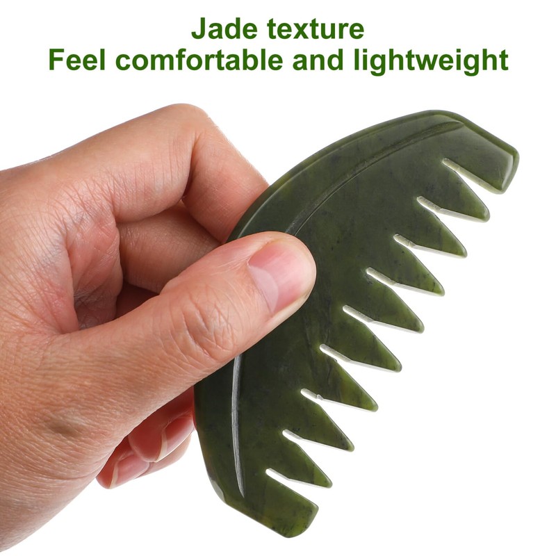 Lurrose Jade Hair Combs Scraping Comb Jade Massage Comb Head