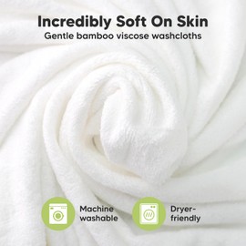 6-Pack Baby Washcloths - Soft Viscose from Bamboo Washcloth, Baby Wash Cloths for Newborn, Kids, Bath Baby Towels, Face Towel, Face Cloths for Washing Face (White/Stone)