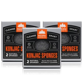 Pacific Shaving Company Konjac Sponge - 2pk | Natural & Compostable, Gentle and Effective Exfoliation, Helps Leave Skin Brighter, Softer, Smoother (Pack of 3)