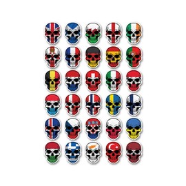A4 Sticker Sheet Skull Flags Vinyl Stickers - European Europe England Flag Pirate Travel Holiday Adventure Travelling Scrapbook Decal #82146