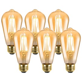Lepro LED Bulb, E26, Edison Bulb, 4W Equivalent, 4W Bulb Color, 2700K, Omnidirectional Type, Edison Bulb, ST64, Amber, 470lm, Filament Bulb, Retro Bulb, Non-Dimmer, Antique, Fashionable, Energy Saving, PSE Certified, Ceiling Pendant, Stand, Bracket Appli