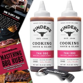 Kinder’s Thai BBQ Cooking Sauce & Glaze 2 Pk (31 oz) – with Chili, Ginger & Garlic to Marinate, Stir-Fry Grill + Barbecue Guide & Bottle Opener (4 Items)!