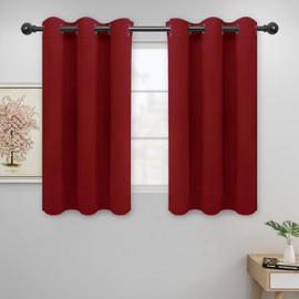 Easy-Going Blackout Curtains for Bedroom, Solid Thermal Insulated Grommet and Noise Reduction Window Drapes, Room Darkening Curtains for Living Room, 2 Panels (42x45 in, Christmas Red)