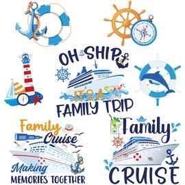 Family Cruise Door Magnets Decorations - 7 Pcs Family Trip Cruise Ship Door Magnetic Stickers Waterproof Funny Anchor Decor For Cabin Carnival Party Gifts