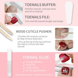 Red Press On Toenails,14 Sizes-28 Pcs Soft Gel Red Glitter Short Square Fake Toenails Kit with Toe nails Glue, Natural Reusable Stick On False Toenails for Women and Girls SK1012