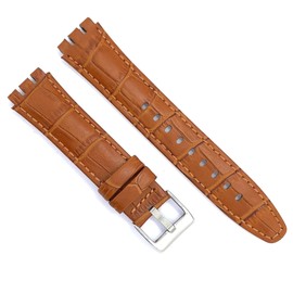 diloy Leather Watch Strap Compatible with Swatch Irony and Scuba Leather with Crocodile Embossed Croco Grain 21-23 mm Ref 328, Leather, Not applicable