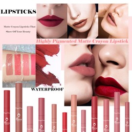 6 Farbe Matte Lippenstift Set Erdbeer Matte Lipgloss Set Wasserdichte Lippen Tint Langanhaltendes Nudetöne Flüssiger Lippenstift Set Feuchtigkeitsspendende Lipstick Lip Make-up (Set A)